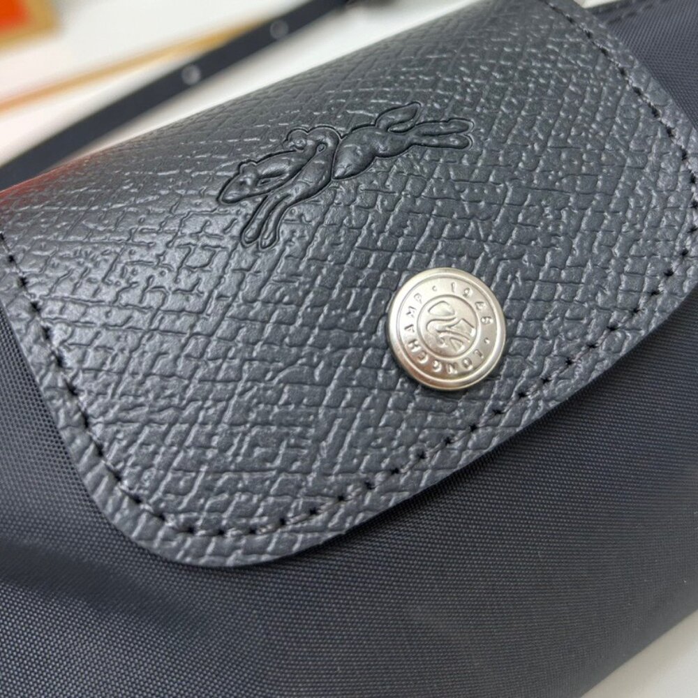 NWT Mini Longchamp Le Pliage Green Series Black Makeup 2 Way Canvas Crossbody XS